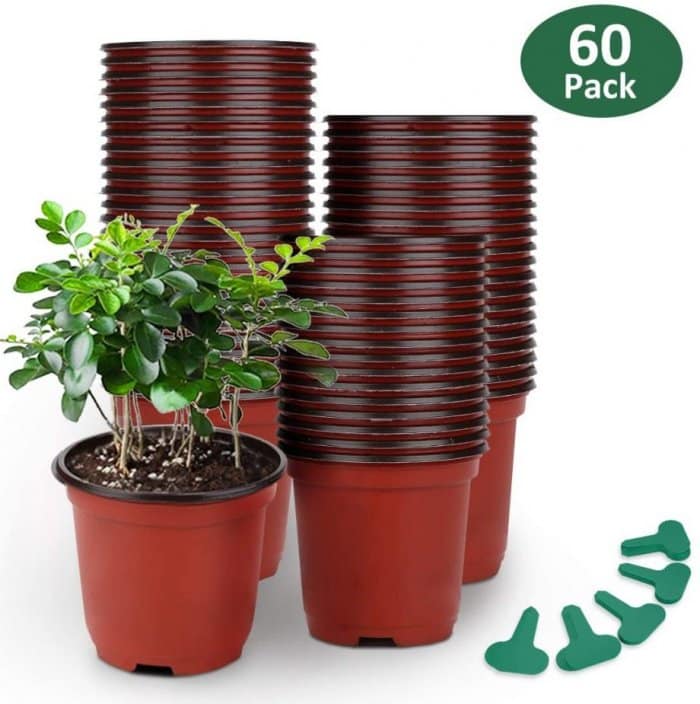 GROWNEER 60 Packs 4 Inches Plastic Plant Nursery Pots
