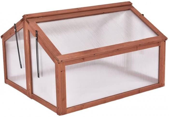 Giantex Garden Portable Wooden Cold Frame Greenhouse