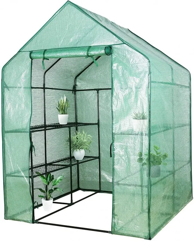 10 Best Greenhouse Kits to Buy in 2023 8 VEIKOU Walk-in Greenhouse PE Cloth Cover Garden House Succulent Plants Flowers Green Plant Insulation Family (56''x56''x77'')
