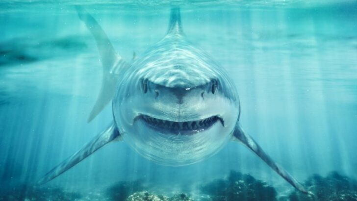 Great white shark upclose