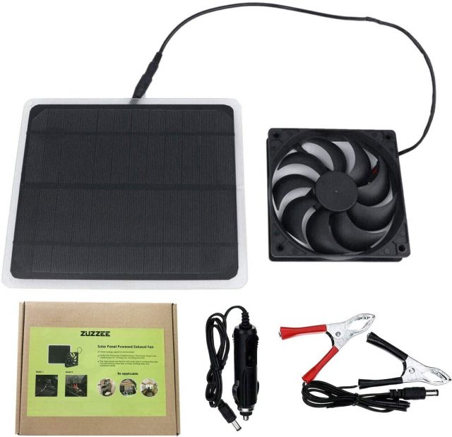 ZUZZEE Solar Panel Powered Fan Mini Ventilator