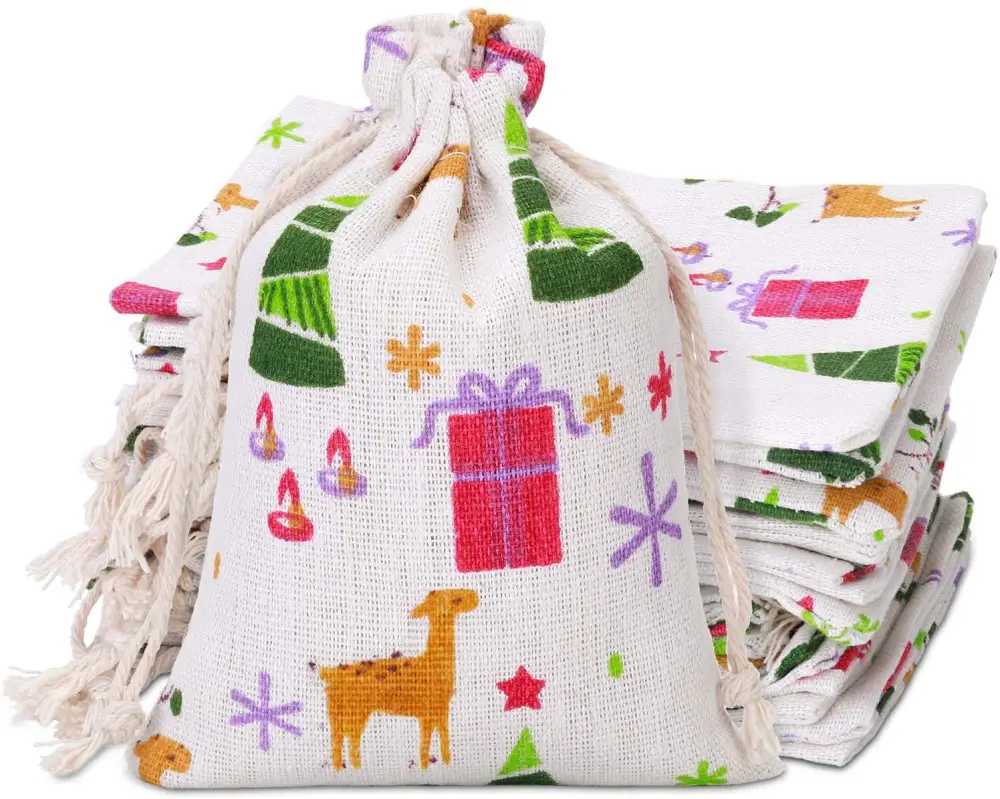 Boao Reusable Burlap Drawstring Gift Bags