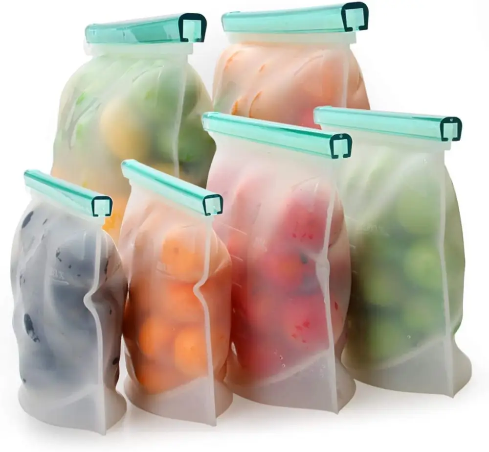 10 Eco-Friendly Stand-Up Pouches 4 Cadrim Silicone Food Storage Bags