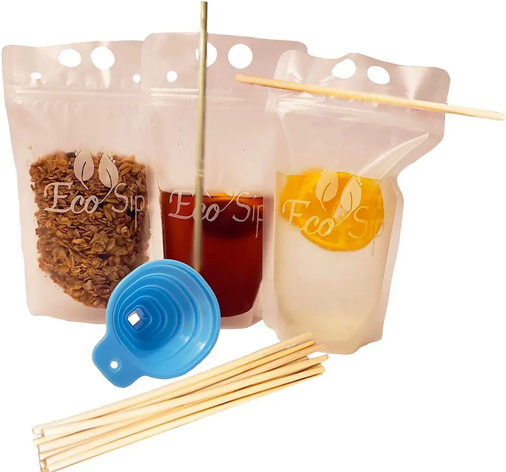 10 Eco-Friendly Stand-Up Pouches 11 EcoSip Biodegradable Drink Pouches