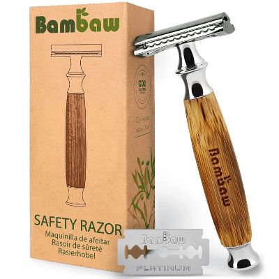 Bambaw Safety Razor Silver (Packaging and Product Photo)