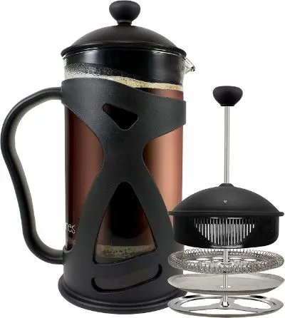 KONA French Press Coffee Press Maker With Reusable Stainless Steel Filter