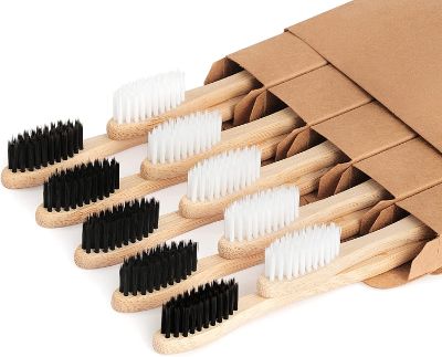 NUDUKO Bamboo Compostable Wooden Toothbrushes (black and white bristle options)