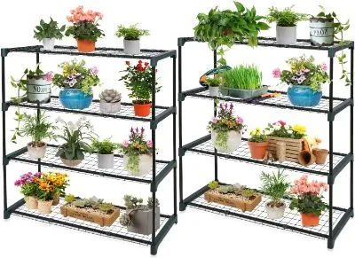 7 Best Shelves For Greenhouse | Top Shelving Options 3 EAGLE PEAK Four-Tier Shelf Double Unit