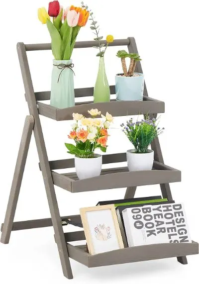 7 Best Shelves For Greenhouse | Top Shelving Options 5 Mederla Three Tier Wooden Plant Stand