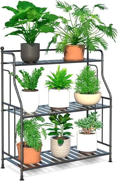 7 Best Shelves For Greenhouse | Top Shelving Options 4 ZHAZHADI Three Tier Shelving Metal Unit