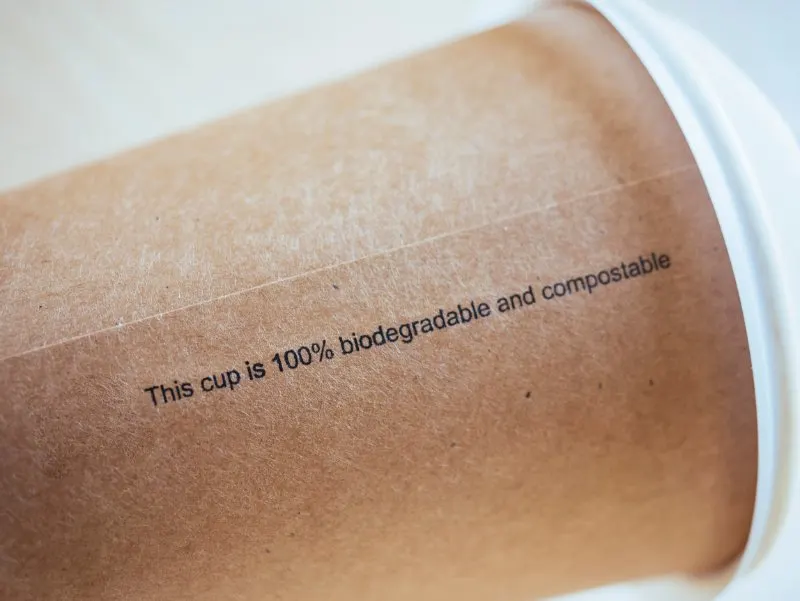 close up of Biodegradable cup