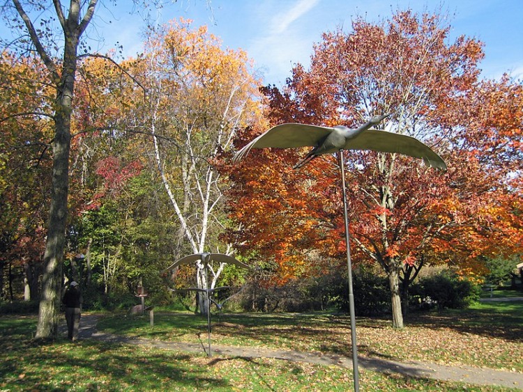 International Crane Foundation crane statue display