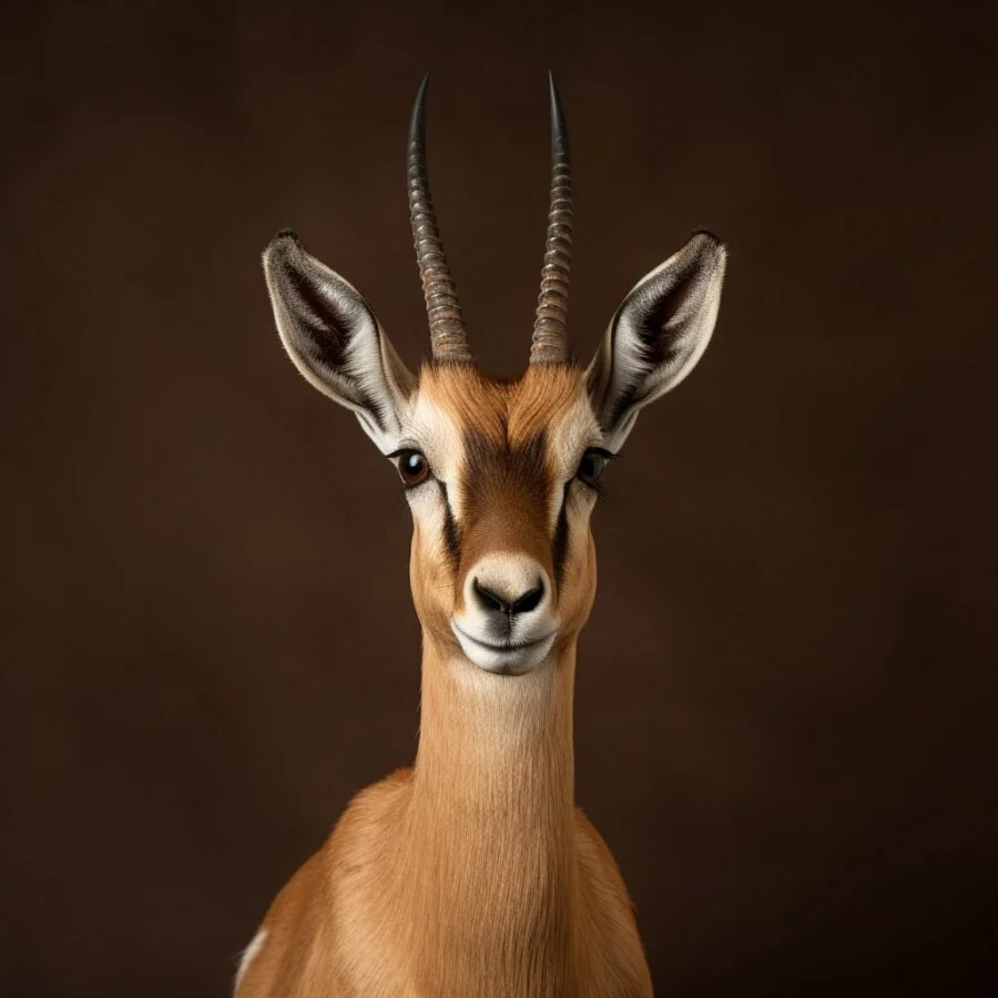 Closeup of a Dama Gazelle with Black Background