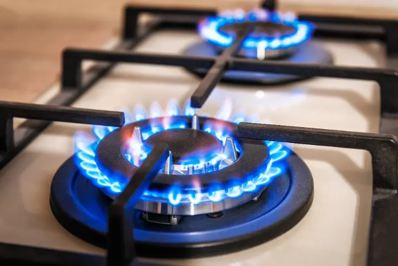 Closeup shot of stove top.