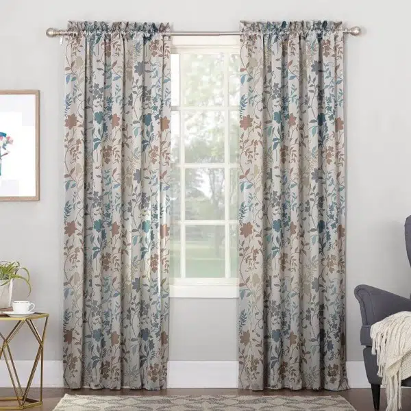 Sun Zero Kara Floral Print Energy Efficient Rod Pocket Curtain Panel