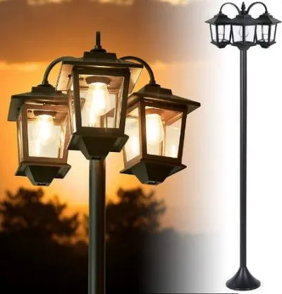 AIRIBO Triple-Head Solar Lamp Post Light