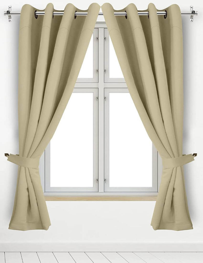 Utopia Bedding 2 Panels Grommet Blackout Curtains with 2 Tie Backs