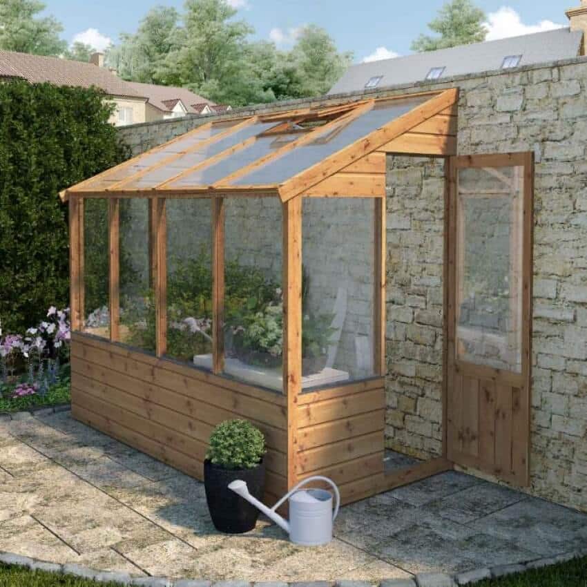 Lean to Wooden Greenhouse