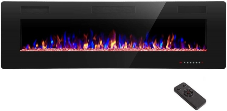 R.W. Flame 60″ Recessed & Wall Mounted Electric Fireplace