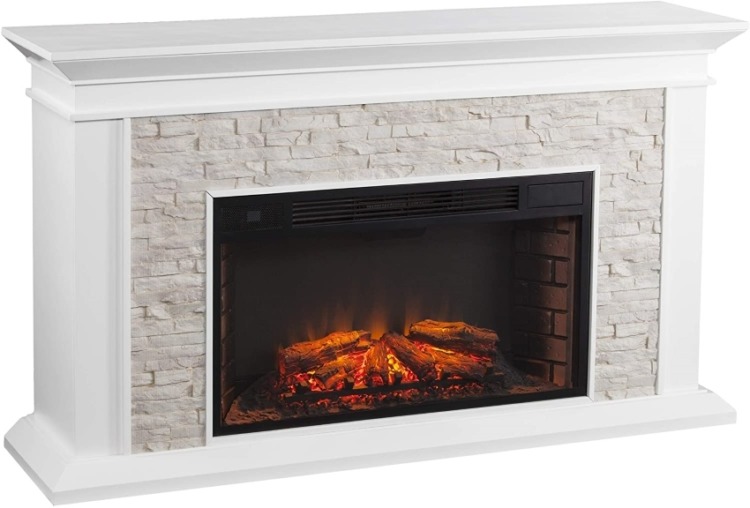 SEI Furniture Canyon Heights Faux Stacked Stone Electric Fireplace