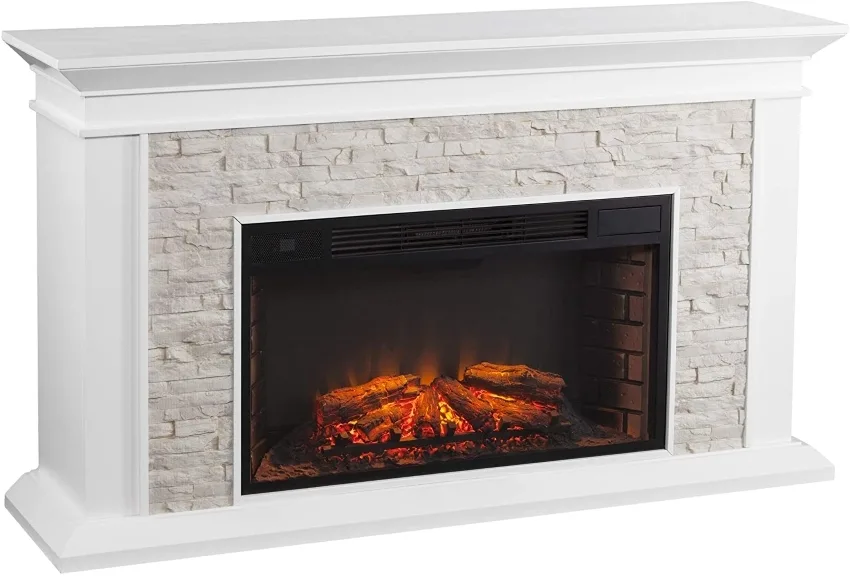 9 Best Energy Efficient Electric Fireplaces in 2023 2 SEI Furniture Canyon Heights Faux Stacked Stone Electric Fireplace