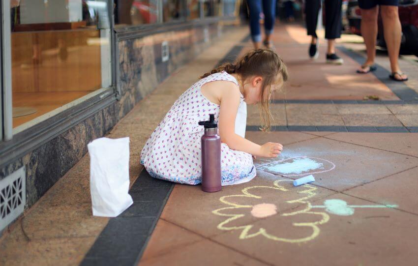 Is Sidewalk Chalk Bad for the Environment? 3 Small Kid Using Chalk to Draw