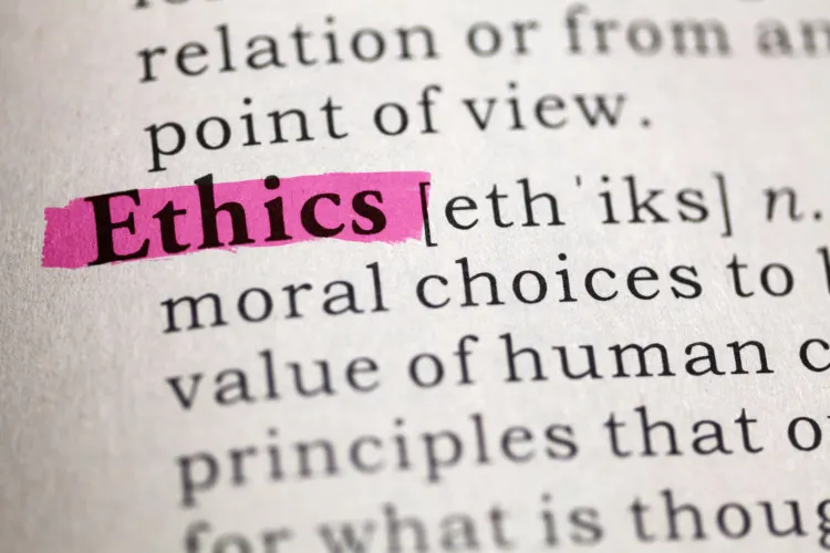 Dictionary definition of the word Ethics.