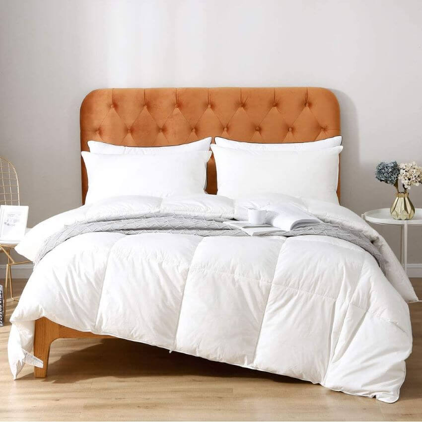 17 Best Eco-Friendly Cotton Comforters to Buy 1 Oaken-Cat Gray Feather Comforter Full Queen