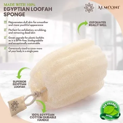 14 Best Eco-Friendly Bathroom Products to Buy Today 10 Almooni Store Natural Real Egyptian Shower Loofah Sponge Product Qualities