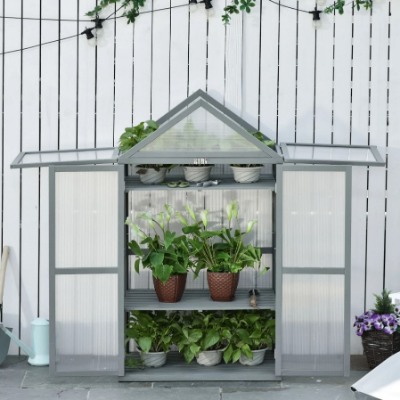 Outsunny Garden Wood Cold Frame Greenhouse