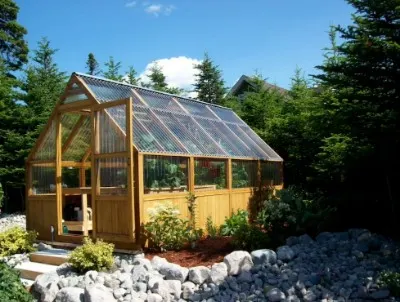 Greenhouse with Polycarbonate Covered Cedar Wood Frame