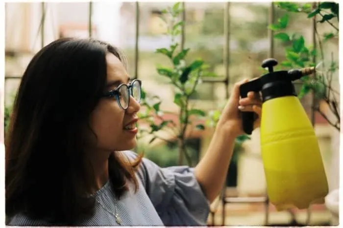 How to Grow Vegetables Year Round in a Greenhouse 10 Woman Spraying on Plants