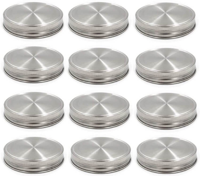Stainless Steel Mason Jar Lids, Storage Caps with Silicone Seals