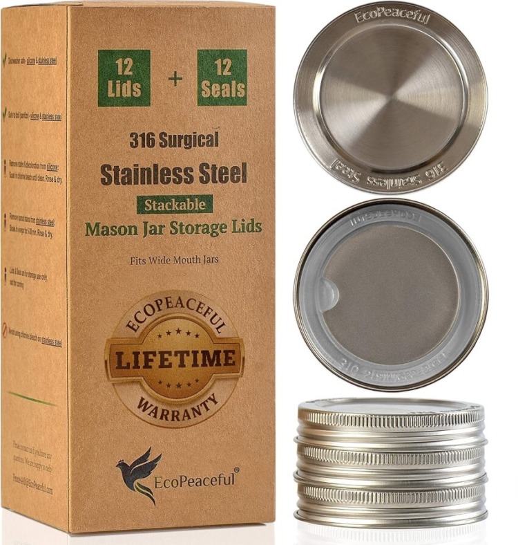 Surgical Stainless Steel Mason Jar Lids Wide Mouth