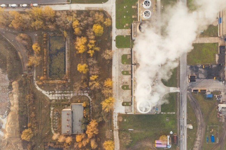 Aerial View of a Power Plant