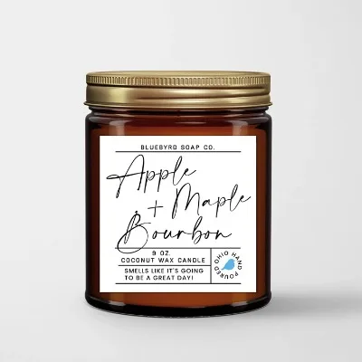 Bluebyrd Soap Co. 
 Apple Maple Bourbon Sustainable Coconut Wax Candle
