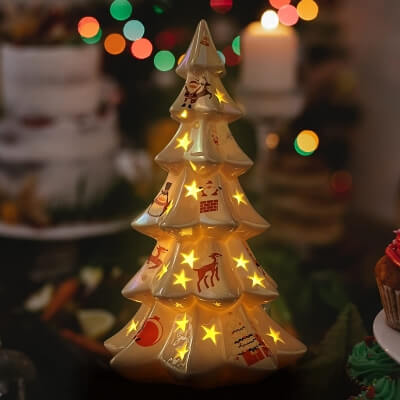 Small Christmas Tree Made of Ceramic with Lights