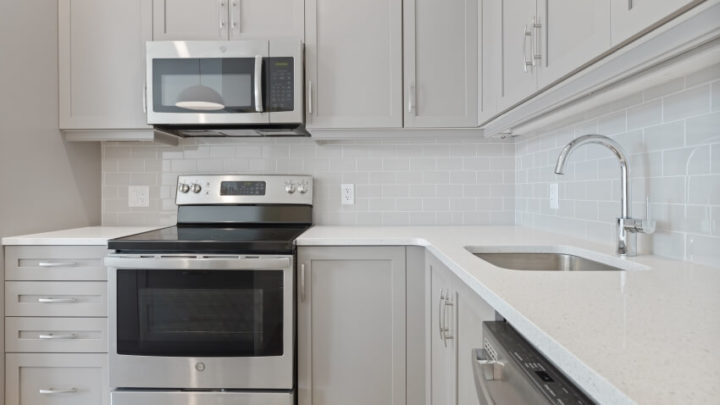 Kitchen with Built-in Microwave Oven