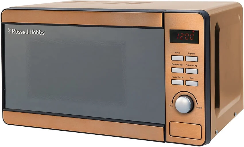 Sleek Orange and Golden Microwave