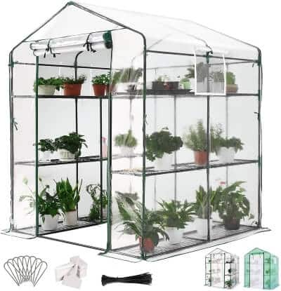 Portable Greenhouse Filled with Plants
