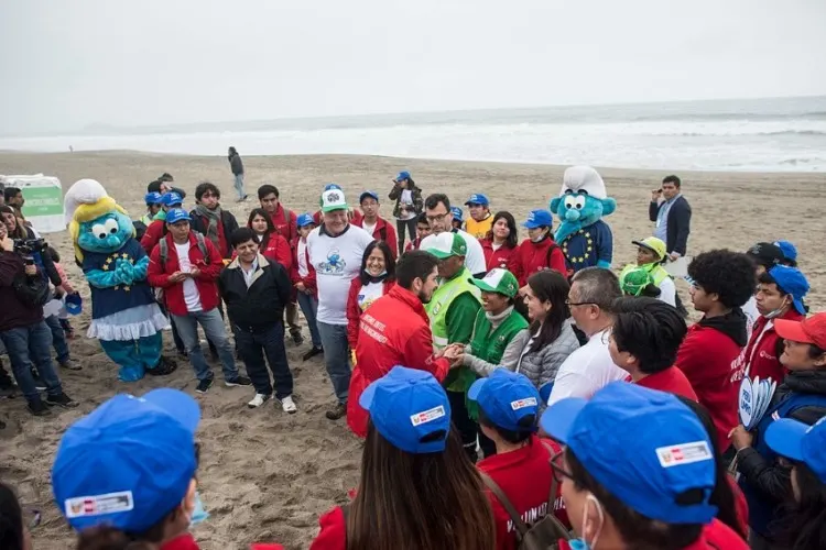 A group of volunteers gathered together