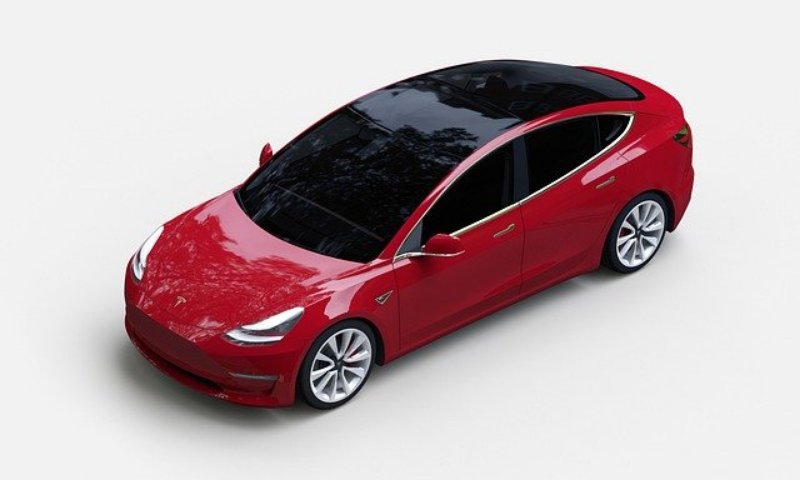 Red Tesla Car