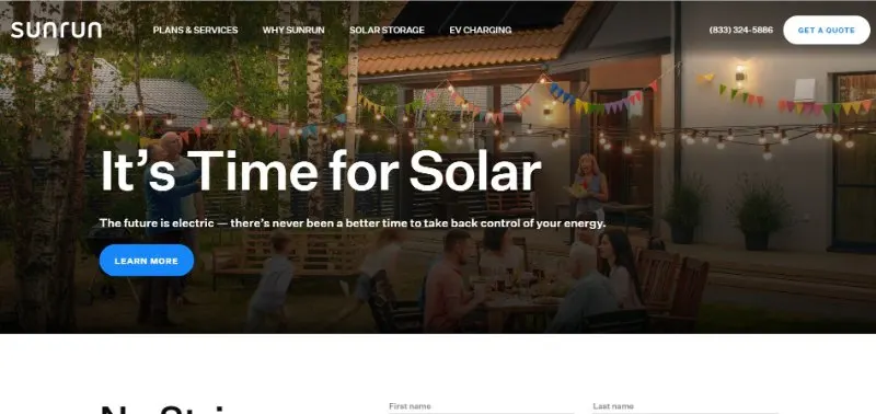 Sunrun vs Tesla: What's Better? 2 Sunrun Landing Page