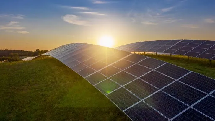 Sunset in a Solar Farm