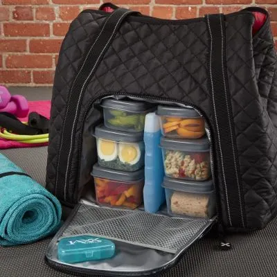 10 Sustainable Eco-Friendly Lunch Bags 7 Yoga Meal Preparation Bag Quilted Meal Prep Yoga Bag by Fit & Fresh
