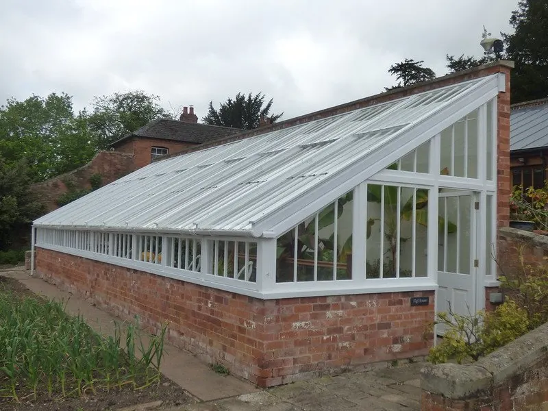 greenhouse with brick walls