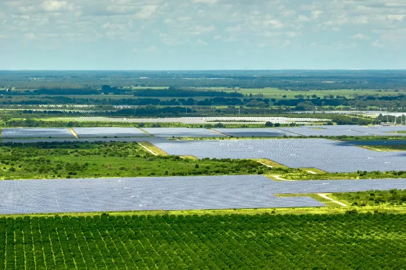 Farm Aerial View and Solar Panels