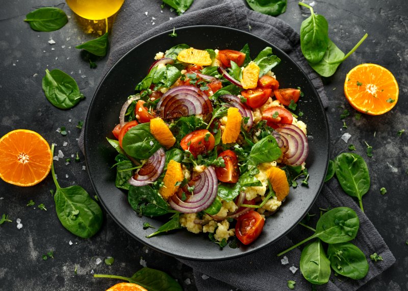 Top view of Vegetable Millet salad