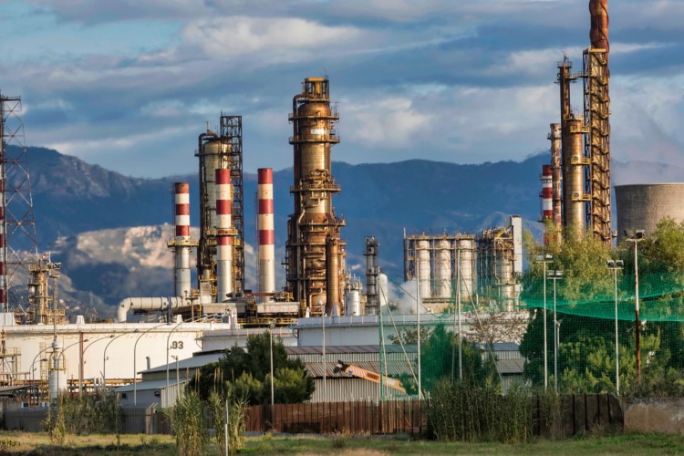 Tall structures of an oil and fuel refinery