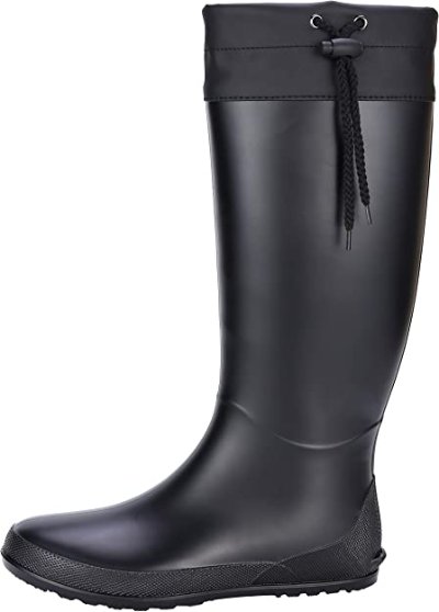 Tall black rain boots